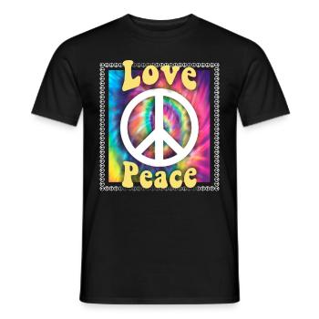 Hippie Tshirt Peace Movement Woodstock Boho Groove - Men's T-Shirt - black - Front - AI Model Male 178 light (178cm)