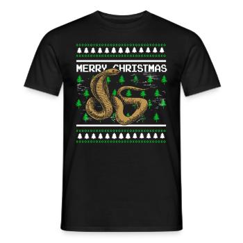 Ugly Christmas Sweater Christmas Snake - Men's T-Shirt - black - Front - AI Model Male 178 light (178cm)