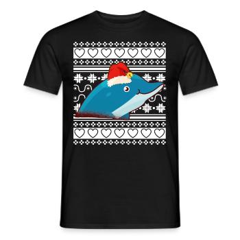Ugly Christmas Sweater Tshirt Christmas Dolphin - Men's T-Shirt - black - Front - AI Model Male 178 light (178cm)