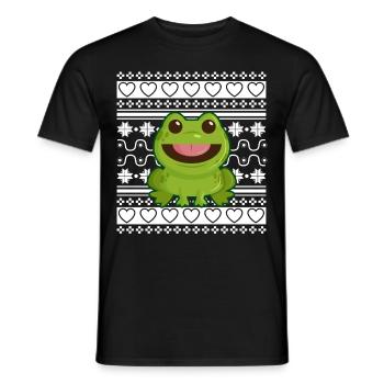 Ugly Christmas Sweater Tshirt Christmas Frog - Men's T-Shirt - black - Front - AI Model Male 178 light (178cm)