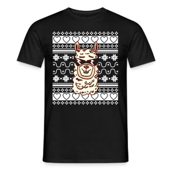 Ugly Christmas Sweater Weihnachten Lama - Männer T-Shirt - Schwarz - Vorne - AI Model Male 178 light (178cm)