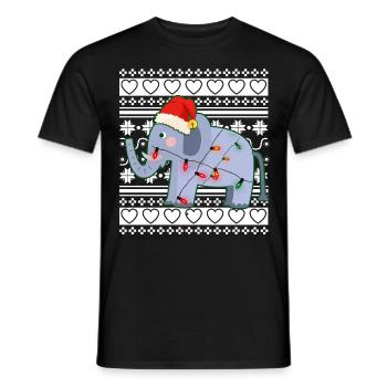 Pull de Noël moche éléphant de Noël - T-shirt homme - noir - Devant - AI Model Male 178 light (178cm)