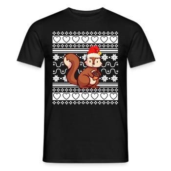 Pull de Noël moche Écureuil de Noël - T-shirt homme - noir - Devant - AI Model Male 178 light (178cm)