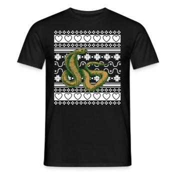 Moche pull de Noël Tshirt Serpent de Noël - T-shirt homme - noir - Devant - AI Model Male 178 light (178cm)