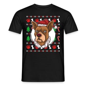 Pull de Noël moche Tshirt Chien de Noël - T-shirt homme - noir - Devant - AI Model Male 178 light (178cm)