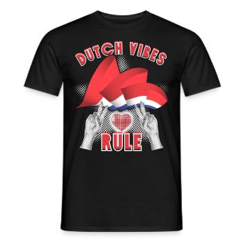 Netherlands, Dutch-Vibes-Rule, Holland Spruch - Men's T-Shirt - black - Front - AI Model Male 178 light (178cm)