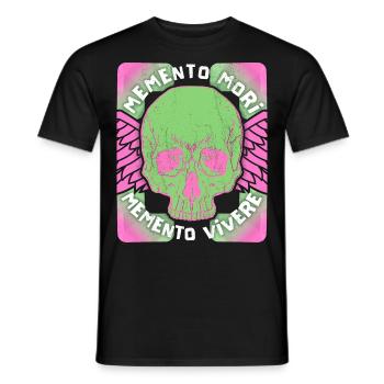 Memento Mori Memento Vivere Skull Saying - Men's T-Shirt - black - Front - AI Model Male 178 light (178cm)