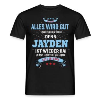alles wird gut denn Jayden Ist da T-Shirt - Männer T-Shirt - Schwarz - Vorne - AI Model Male 178 light (178cm)