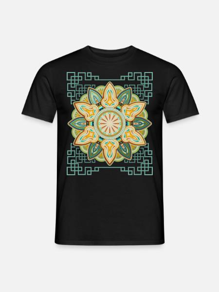 Vintage-Mandala Design 3D-Mandala - Männer T-Shirt - Schwarz