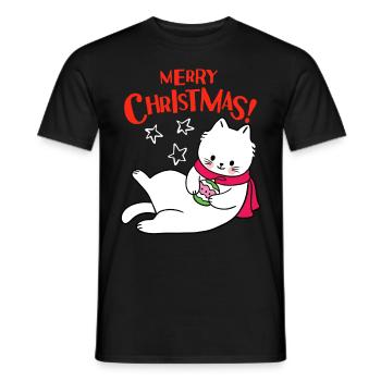 Merry Christmas Katze, lustiger Weihnachtsspruch - Männer T-Shirt - Schwarz - Vorne - AI Model Male 178 light (178cm)