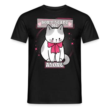 Funny cat says don't leave me, saying - Men's T-Shirt - black - Front - AI Model Male 178 light (178cm)