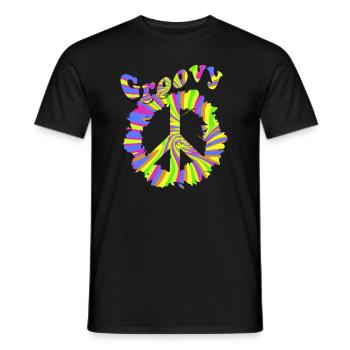 Hippie - Männer T-Shirt - Schwarz - Vorne - AI Model Male 178 light (178cm)