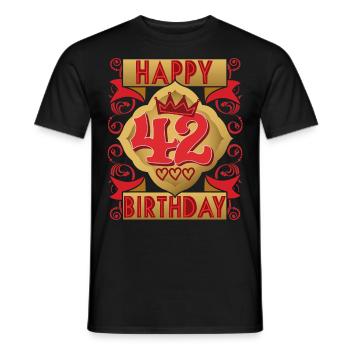 42nd birthday 42 years old saying, vintage design - Men's T-Shirt - black - Front - AI Model Male 178 light (178cm)