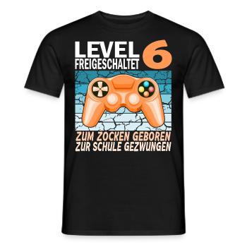 6. Geburtstag Gamer zur Schule gezwungen - Männer T-Shirt - Schwarz - Vorne - AI Model Male 178 light (178cm)