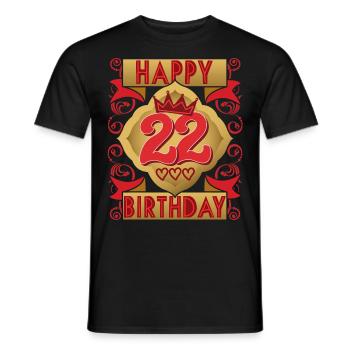 22nd birthday 22 years old saying, vintage design - Men's T-Shirt - black - Front - AI Model Male 178 light (178cm)