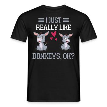 Farm Animal Farmer Gift Funny Donkey - Men's T-Shirt - black - Front - AI Model Male 178 light (178cm)