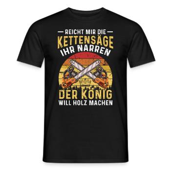 Holz Geschenke Chainsaw Kettensäge Waldarbeiter - Männer T-Shirt - Schwarz - Vorne - AI Model Male 178 light (178cm)