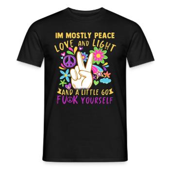 Hippie Peace Groovy Flowerpower Boho Woodstock - Men's T-Shirt - black - Front - AI Model Male 178 light (178cm)