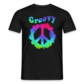 Hippie Tshirt Peace Movement Woodstock Boho Groove - Men's T-Shirt - black - Front - AI Model Male 178 light (178cm)