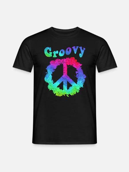 Hippie Tshirt Peace Bewegung Woodstock Boho Groove - Männer T-Shirt - Schwarz