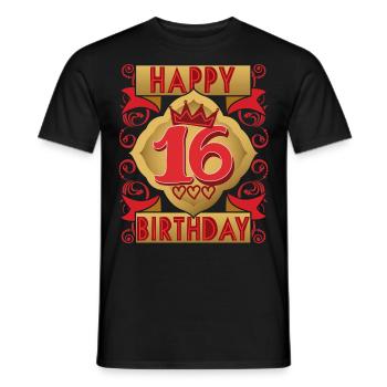 16th birthday 16 years old saying, vintage design - Men's T-Shirt - black - Front - AI Model Male 178 light (178cm)
