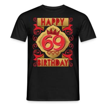 69th birthday 69 years old saying, vintage design - Men's T-Shirt - black - Front - AI Model Male 178 light (178cm)