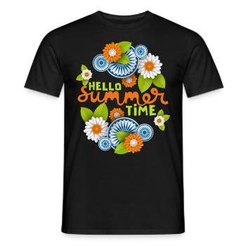 Summer Summer, 3d, Flower Typography Saying - Men's T-Shirt - black - Front - AI Model Male 178 light (178cm)