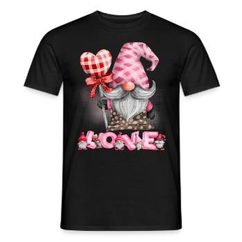 Saint-Valentin, Gnome, Nain Gnome Amour-Amour - T-shirt homme - noir - Devant - AI Model Male 178 light (178cm)