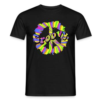 Hippie Peace Groovy Flowerpower Boho Woodstock - T-shirt homme - noir - Devant - AI Model Male 178 light (178cm)