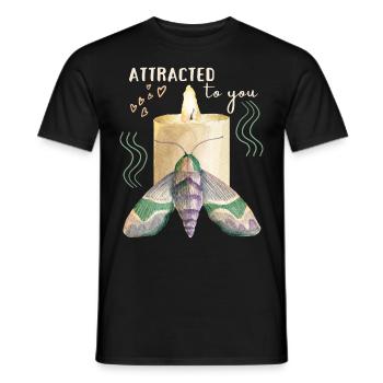 Valentine's Day Moth Candle Funny Love Saying - Men's T-Shirt - black - Front - AI Model Male 178 light (178cm)
