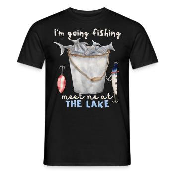Fisch, Angeln am See, Angler, Angelhaken, Spruch - Männer T-Shirt - Schwarz - Vorne - AI Model Male 178 light (178cm)