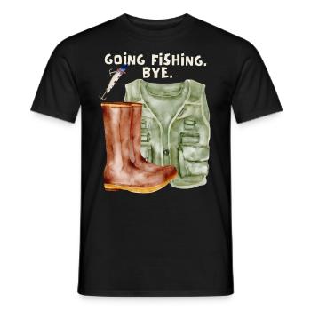 Fishing, anglers, fish, fish hooks, saying - Men's T-Shirt - black - Front - AI Model Male 178 light (178cm)