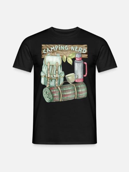 Camping, Camping-Nerd, Rucksack, lustiger Spruch - Männer T-Shirt - Schwarz