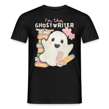 Lustiger Kawaii-Geist, Spruch, Ghostwriter, Bücher - Männer T-Shirt - Schwarz - Vorne - AI Model Male 178 light (178cm)