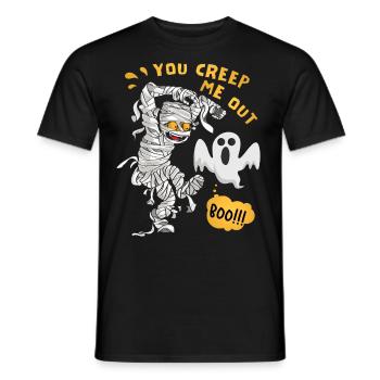 Comic Mummy, Halloween Mummy, Ghost Saying - Men's T-Shirt - black - Front - AI Model Male 178 light (178cm)