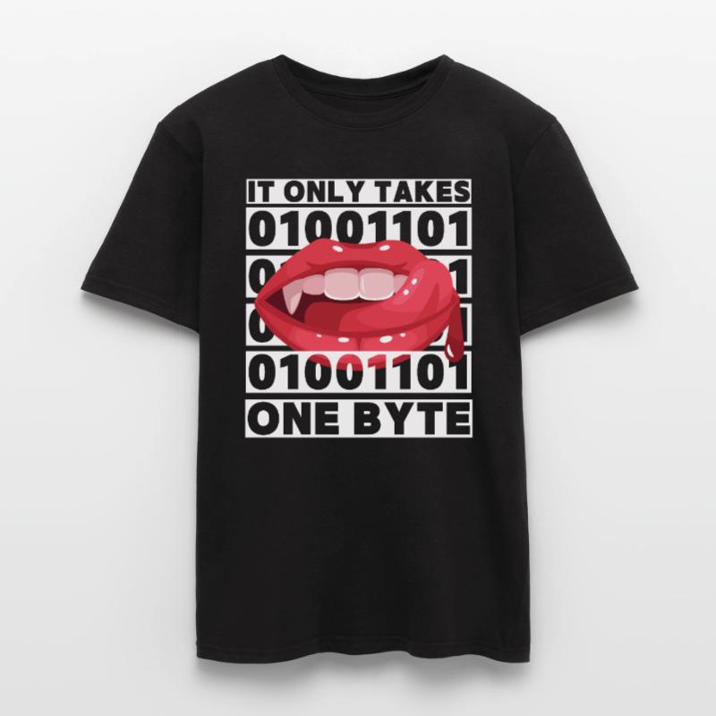 Bit Bytes Binary Computer Nerd, Vampire, Saying, Pun Men's T-Shirt