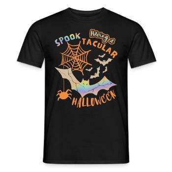 Halloween Spider, Bat, Funny Saying, Pun - Men's T-Shirt - black - Front - AI Model Male 178 light (178cm)