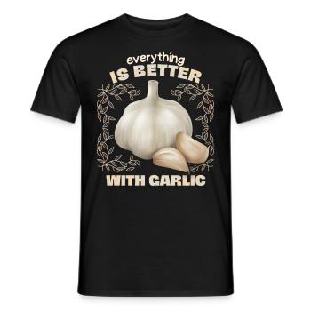 Garlic, funny spoke, vintage illustration - Men's T-Shirt - black - Front - AI Model Male 178 light (178cm)