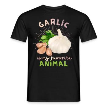 Garlic, funny spoke, Garlic illustration - Men's T-Shirt - black - Front - AI Model Male 178 light (178cm)