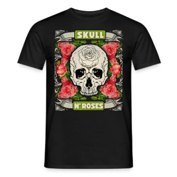 Skull skull funny saying with rose motif - Men's T-Shirt - black - Front - AI Model Male 178 light (178cm)