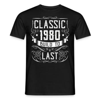 1980. Birthday party Old year of construction - Men's T-Shirt - black - Front - AI Model Male 178 light (178cm)
