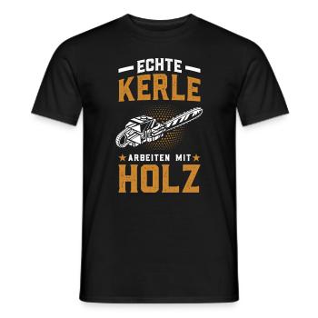 Holz Geschenke Chainsaw Kettensäge Waldarbeiter - Männer T-Shirt - Schwarz - Vorne - AI Model Male 178 light (178cm)
