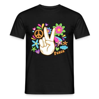 Hippie - T-shirt homme - noir - Devant - AI Model Male 178 light (178cm)