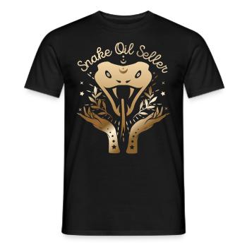Snake, vendeur d’huile de serpent, disant - T-shirt homme - noir - Devant - AI Model Male 178 light (178cm)