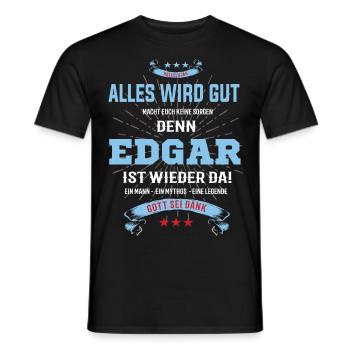 alles wird gut denn Edgar Ist da T-Shirt - Männer T-Shirt - Schwarz - Vorne - AI Model Male 178 light (178cm)
