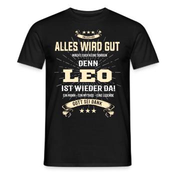 alles wird gut denn Leo Ist da T-Shirt - Männer T-Shirt - Schwarz - Vorne - AI Model Male 178 light (178cm)