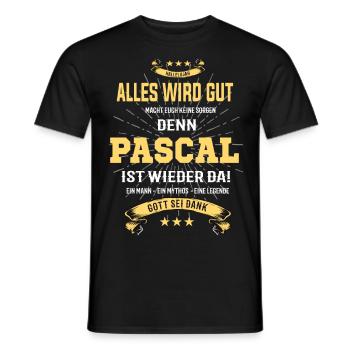 alles wird gut denn Pascal Ist da T-Shirt - Männer T-Shirt - Schwarz - Vorne - AI Model Male 178 light (178cm)