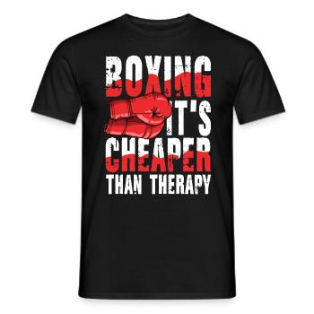 Boxing It's Cheaper Than Therapy - Männer T-Shirt - Schwarz - Vorne - AI Model Male 178 light (178cm)