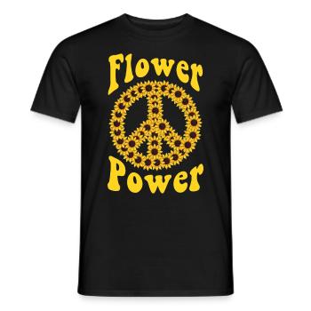 Hippie Tshirt Peace Movement Woodstock Boho Groove - Men's T-Shirt - black - Front - AI Model Male 178 light (178cm)