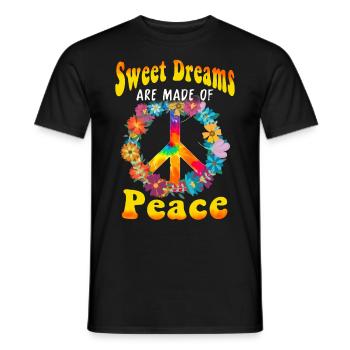 Hippie Peace Groovy Flowerpower Boho Woodstock - Men's T-Shirt - black - Front - AI Model Male 178 light (178cm)